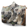 Australia Koala Hooded Blanket - Three Koalas with Gum Trees Ver2 Hooded Blanket