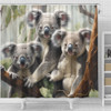 Australia Koala Shower Curtain - Three Koalas with Gum Trees Ver2 Shower Curtain