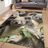 Australia Koala Area Rug - Three Koalas with Gum Trees Ver3 Area Rug