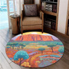 Urulu Travelling Round Rug - Urulu Mountain Oil Painting Art Round Rug