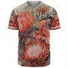 Australia Waratah Baseball Shirt - Red Orange Waratah Flowers Art Baseball Shirt