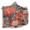 Australia Waratah Hooded Blanket - Red Orange Waratah Flowers Art Hooded Blanket