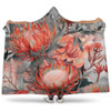 Australia Waratah Hooded Blanket - Red Orange Waratah Flowers Art Hooded Blanket