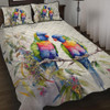 Australia Rainbow Lorikeets Quilt Bed Set - Rainbow Lorikeets Birds Art Quilt Bed Set