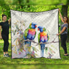 Australia Rainbow Lorikeets Quilt - Rainbow Lorikeets Birds Art Quilt