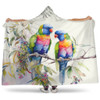Australia Rainbow Lorikeets Hooded Blanket - Rainbow Lorikeets Birds Art Hooded Blanket