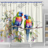 Australia Rainbow Lorikeets Shower Curtain - Rainbow Lorikeets Birds Art Shower Curtain