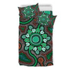 Australia Aboriginal Bedding Set - Aboriginal Green Dot Art Inspired Bedding Set