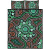 Australia Aboriginal Quilt Bed Set - Aboriginal Green Dot Art Inspired Quilt Bed Set