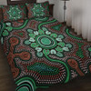 Australia Aboriginal Quilt Bed Set - Aboriginal Green Dot Art Inspired Quilt Bed Set