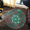 Australia Aboriginal Round Rug - Aboriginal Green Dot Art Inspired Round Rug