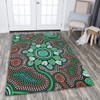 Australia Aboriginal Area Rug - Aboriginal Green Dot Art Inspired Area Rug