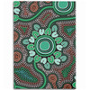 Australia Aboriginal Area Rug - Aboriginal Green Dot Art Inspired Area Rug