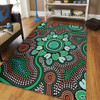 Australia Aboriginal Area Rug - Aboriginal Green Dot Art Inspired Area Rug