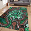 Australia Aboriginal Area Rug - Aboriginal Green Dot Art Inspired Area Rug