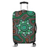 Australia Aboriginal Luggage Cover - Aboriginal Green Dot Art Inspired Luggage Cover