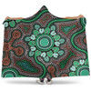 Australia Aboriginal Hooded Blanket - Aboriginal Green Dot Art Inspired Hooded Blanket