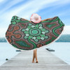 Australia Aboriginal Beach Blanket - Aboriginal Green Dot Art Inspired Beach Blanket