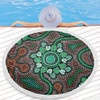Australia Aboriginal Beach Blanket - Aboriginal Green Dot Art Inspired Beach Blanket