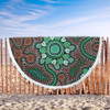 Australia Aboriginal Beach Blanket - Aboriginal Green Dot Art Inspired Beach Blanket