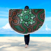 Australia Aboriginal Beach Blanket - Aboriginal Green Dot Art Inspired Beach Blanket
