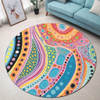 Australia Aboriginal Round Rug - Aboriginal Colourful Dots Art Inspired Round Rug