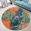 Australia Black Cockatoo  Round Rug - Black Cockatoo and Flowering Gum Round Rug