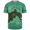 Australia Aboriginal Baseball Shirt - Green Platypus Aboriginal Art Inspired Baseball Shirt