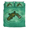 Australia Aboriginal Bedding Set - Green Platypus Aboriginal Art Inspired Bedding Set