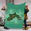 Australia Aboriginal Blanket - Green Platypus Aboriginal Art Inspired Blanket