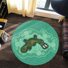 Australia Aboriginal Round Rug - Green Platypus Aboriginal Art Inspired Round Rug