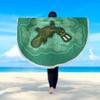 Australia Aboriginal Beach Blanket - Green Platypus Aboriginal Art Inspired Beach Blanket