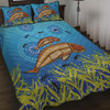 Australia Aboriginal Quilt Bed Set - Mother And Baby Dugong Aboriginal Art Inspired Quilt Bed Set