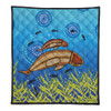 Australia Aboriginal Quilt - Mother And Baby Dugong Aboriginal Art Inspired Quilt