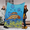 Australia Aboriginal Blanket - Mother And Baby Dugong Aboriginal Art Inspired Blanket