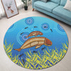 Australia Aboriginal Round Rug - Mother And Baby Dugong Aboriginal Art Inspired Round Rug