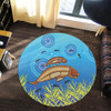 Australia Aboriginal Round Rug - Mother And Baby Dugong Aboriginal Art Inspired Round Rug