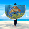 Australia Aboriginal Beach Blanket - Mother And Baby Dugong Aboriginal Art Inspired Beach Blanket