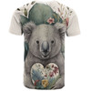 Australia Koala T-shirt -  Koala Holding A Heart Adorned With Flowers T-shirt