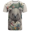 Australia Koala T-shirt -  Koala Holding A Heart Adorned With Flowers T-shirt