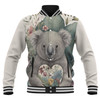 Australia Koala Baseball Jacket -  Koala Holding A Heart Adorned With Flowers Baseball Jacket