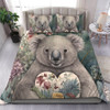 Australia Koala Bedding Set -  Koala Holding A Heart Adorned With Flowers Bedding Set