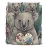 Australia Koala Bedding Set -  Koala Holding A Heart Adorned With Flowers Bedding Set