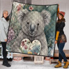 Australia Koala Quilt -  Koala Holding A Heart Adorned With Flowers Quilt