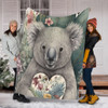 Australia Koala Blanket -  Koala Holding A Heart Adorned With Flowers Blanket