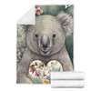 Australia Koala Blanket -  Koala Holding A Heart Adorned With Flowers Blanket