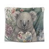 Australia Koala Tapestry -  Koala Holding A Heart Adorned With Flowers Tapestry