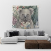 Australia Koala Tapestry -  Koala Holding A Heart Adorned With Flowers Tapestry