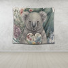 Australia Koala Tapestry -  Koala Holding A Heart Adorned With Flowers Tapestry