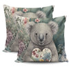 Australia Koala Pillow Covers -  Koala Holding A Heart Adorned With Flowers Pillow Covers